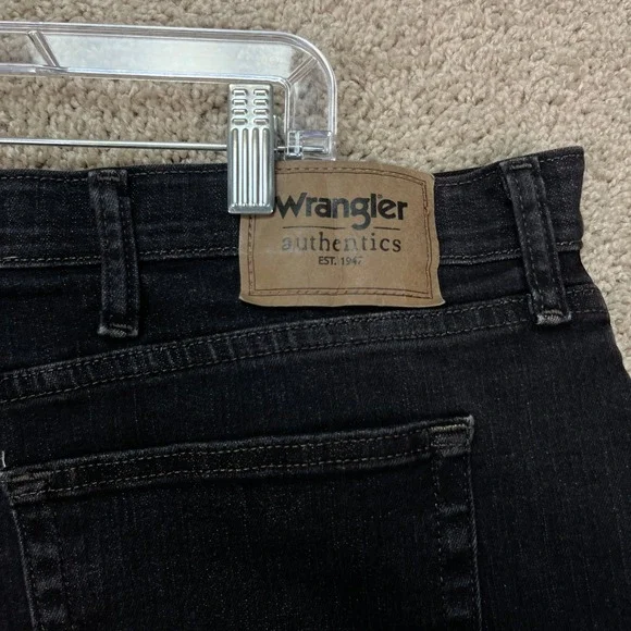 Wrangler‎ Authentics Mens Dark Wash Straight Leg Jeans 42x29 Stretch Waistband